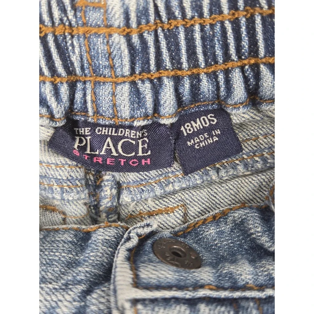 The Childrens Place Girls 18M Embroidered Jeans Stretch Flower Butterfly Boho